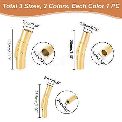 6Pcs 6 Styles Tube 304 Stainless Steel Bayonet Clasps with Push Button STAS-UN0052-59-1