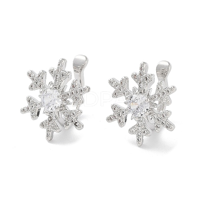 Rack Plating Brass Micro Pave Cubic Zirconia Clip-on Ring EJEW-C081-05P-1