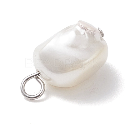 Electroplated Shell Pearl Nuggets Charms PALLOY-JF04641-02-1