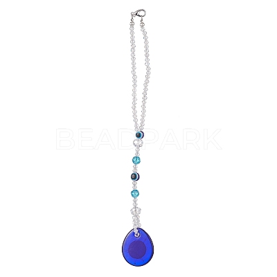 Teardrop with Evil Eye  Pendant Decoration HJEW-JM01018-1