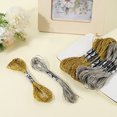 10 Skeins 2 Colors 12-Ply Metallic Polyester Embroidery Floss OCOR-CY0002-06-1