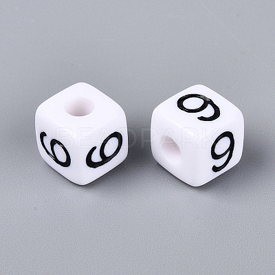 Opaque Acrylic European Large Hole Beads SACR-N020-01B-10-1