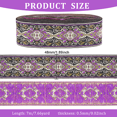 Ethnic Style Embroidery Polyester Ribbons OCOR-WH0070-04B-1