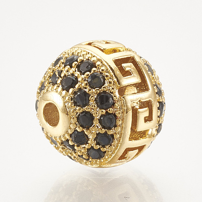Brass Micro Pave Cubic Zirconia Beads ZIRC-S061-54G-1