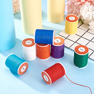 8 Rolls 8 Colors Round Waxed Polyester Cord YC-TA0001-26-1