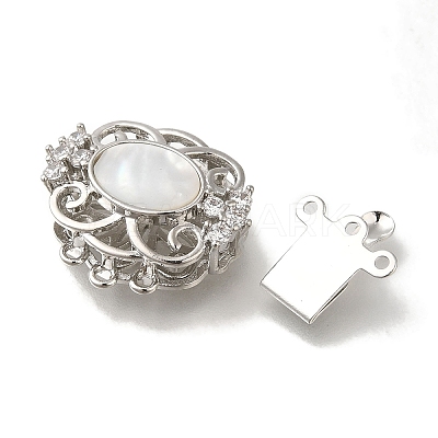 Brass Micro Pave Clear Cubic Zirconia Box Clasps with Resin KK-H480-08P-1