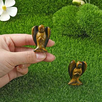 Angel Natural Tiger Eye Home Display Decorations DJEW-YW0001-05A-1