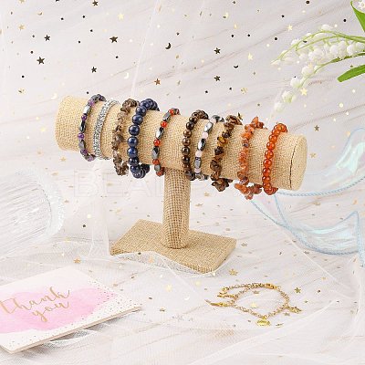 Linen T-Bar Bracelet Display Stands X-BDIS-WH0003-04B-1