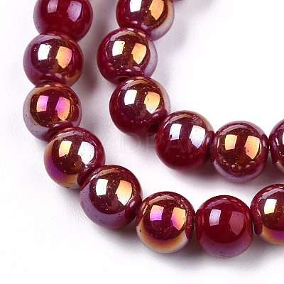 Electroplate Opaque Glass Beads Strands X-GLAA-T032-P6mm-AB05-1