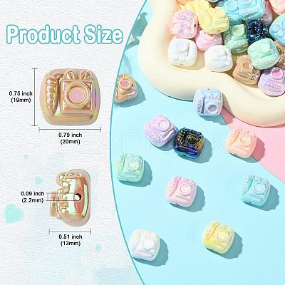 50Pcs 10 Colors UV Plating Opaque Acrylic Beads PACR-CJ0001-47-1