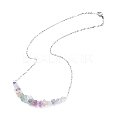 Natural Fluorite Chips Beaded Jewelry Set SJEW-JS01231-02-1