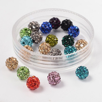 Grade A Rhinestone Pave Disco Ball Beads RB-Q100-M-1