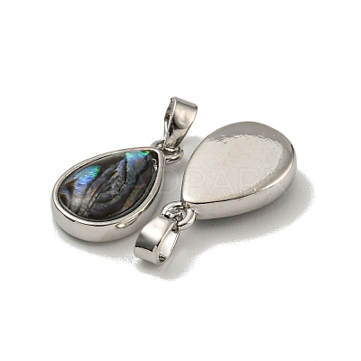 Rack Plating Brass Pave Natural Paua Shell Pendants KK-U025-08P-01-1
