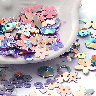 Rainbow Iridescent PVC Paillette/Sequins Beads & Links & Pendants PVC-C001-01G-1