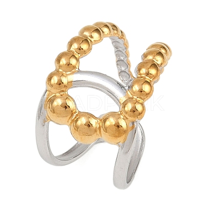 Adjustable 304 Stainless Steel Cuff Rings for Women RJEW-B135-01GP-10-1