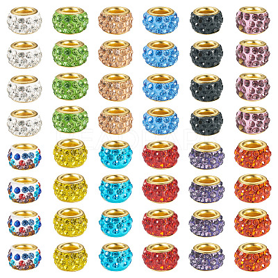 132Pcs 12 Colors Alloy Rhinestone Clay Pave Large Hole Beads ALRI-TA0001-28-1