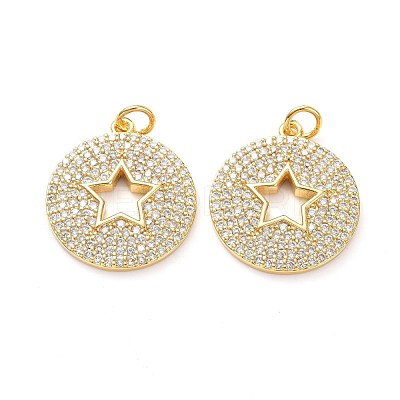Brass Micro Pave Clear Cubic Zirconia Pendants ZIRC-L100-109G-1