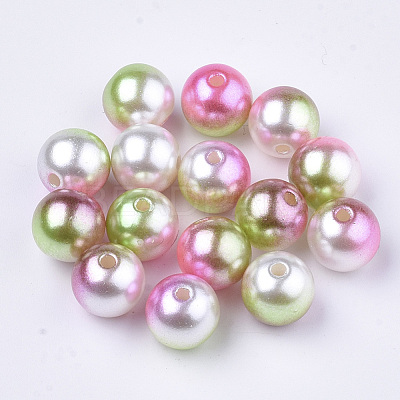 Rainbow ABS Plastic Imitation Pearl Beads OACR-Q174-6mm-08-1