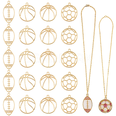 20Pcs 4 Styles Alloy Open Back Bezel Big Pendants FIND-SP0005-99-1