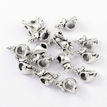 Tibetan Style Alloy Christmas Reindeer/Stag European Beads TIBEB-8009-AS-NR-1