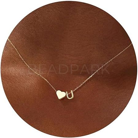 Simple Style Adjustable 316L Surgical Stainless Steel Heart and Initial Pendant Necklaces for Women WG95AEF-21-1