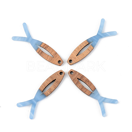Opaque Resin & Walnut Wood Pendants RESI-S389-019A-C01-1