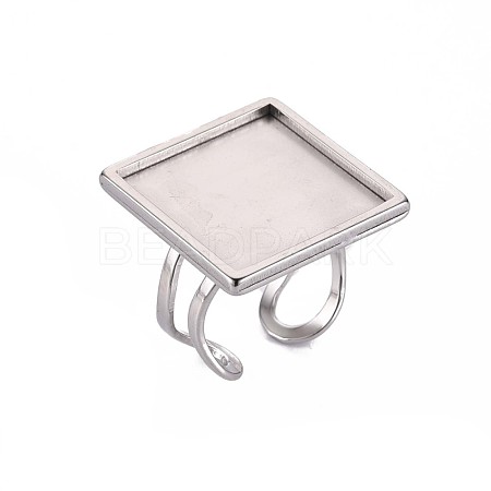 Tarnish Resistant 201 Stainless Steel Cuff Pad Ring Settings STAS-S080-041F-P-1