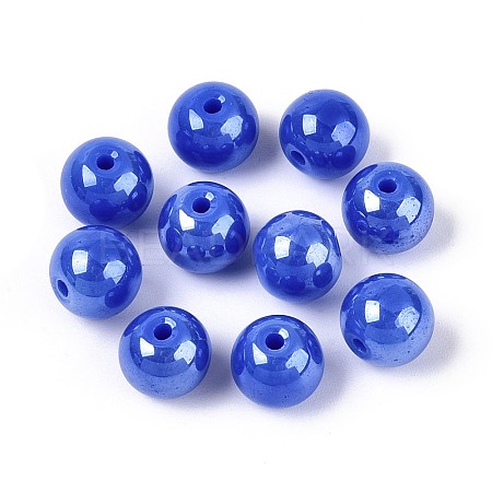 Electroplate Round Glass Beads Strands EGLA-T029-07D-1