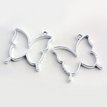 Rack Plating Alloy Butterfly Open Back Bezel Pendants X-PALLOY-S047-34D-FF-1