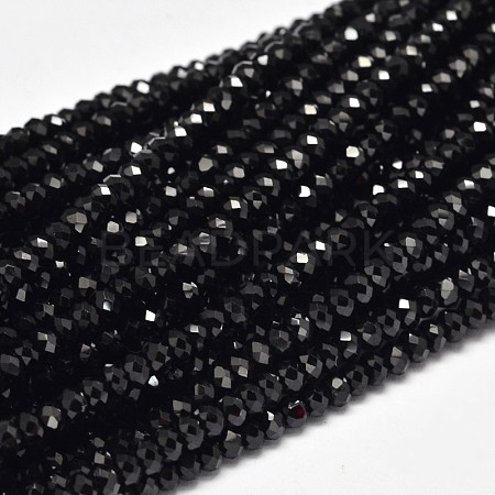 Faceted Rondelle Natural Black Spinel Bead Strands A-G-F289-42A-1