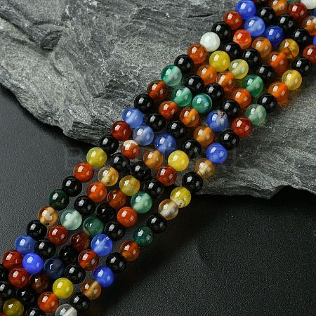 Natural Agate Beads Strands G-F417-05-6mm-1