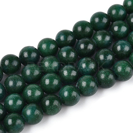 Dyed Natural Mashan Jade Round Beads Strands G-T139-6mm-67F-1