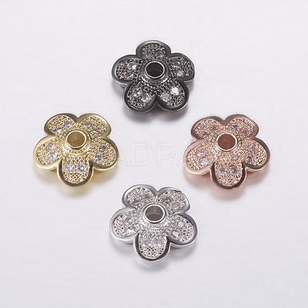 Brass Micro Pave Cubic Zirconia Bead Cap ZIRC-G122-50-RS-1