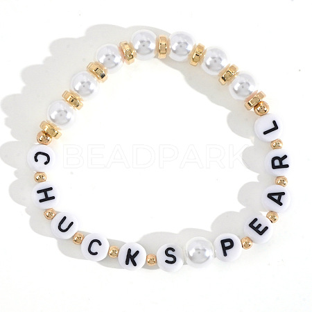 Minimalist ABS Imitatiom Pearl Round Beads Stretch Bracelets for Women EC7988-1-1