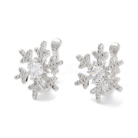 Rack Plating Brass Micro Pave Cubic Zirconia Clip-on Ring EJEW-C081-05P-1