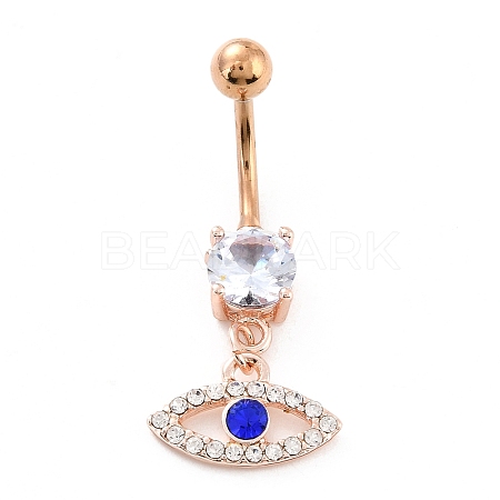 Evil Eye Drop Belly Button Rings for Women AJEW-C010-01RG-1