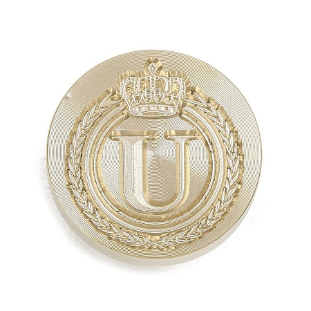 Golden Tone Crown Initial Wax Seal Brass Stamp Heads AJEW-A065-01U-1