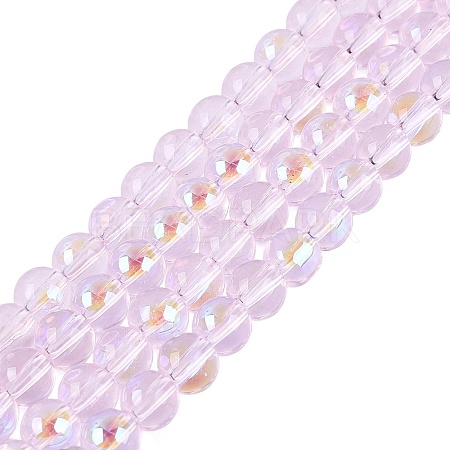 Transparent Electroplate Glass Beads Strands EGLA-Q132-6MM-01A-12-1