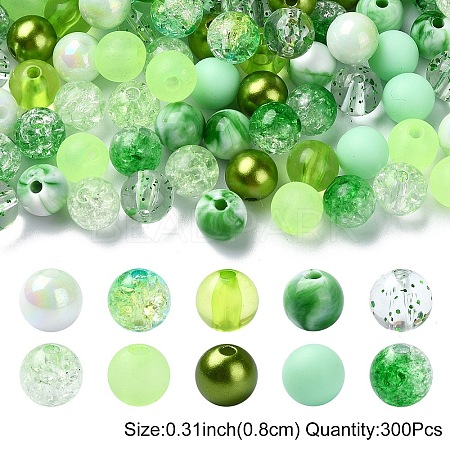 300Pcs 10 Styles Mixed Styles Acrylic Beads MACR-YW0002-99D-1
