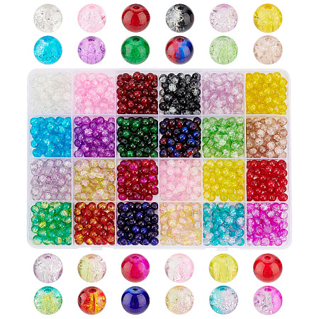   24 Colors Spray Painted Crackle Glass Beads GLAA-PH0002-49A-1