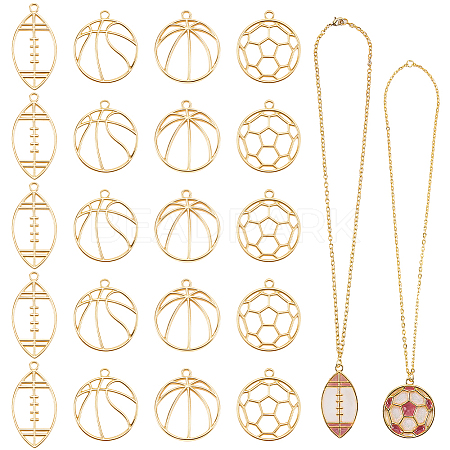 20Pcs 4 Styles Alloy Open Back Bezel Big Pendants FIND-SP0005-99-1