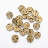 Flat Round Carved Word Luck Tibetan Style Alloy Message Charms LS-TIBEP-A123975-AB-FF-1
