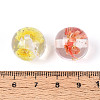 Transparent Resin & Gold Foil & Dried Flower Round Beads RESI-T060-44M-3