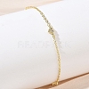 Brass Micro Pave Clear Cubic Zirconia Heart Link Chain Bracelets KK-CBA6980-23G-3