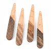 Transparent Resin & Walnut Wood Pendants RESI-S389-039A-B-2
