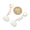 Shell Shape Natural Pearl & Shell Dangle Earrings for Women EJEW-TA00302-3