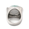 Faceted Glass Rectangle Finger Ring RJEW-E162-11P-4