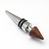 Cone Zinc Alloy Wine Bottle Stoppers with Wooden Beads AJEW-R047-09-2