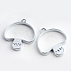 Rack Plating Alloy Open Back Bezel Pendants PALLOY-S047-35D-FF-1