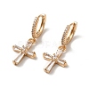Brass Micro Pave Cubic Zirconia Dangle Hoop Earrings for Women EJEW-M238-14KCG-1